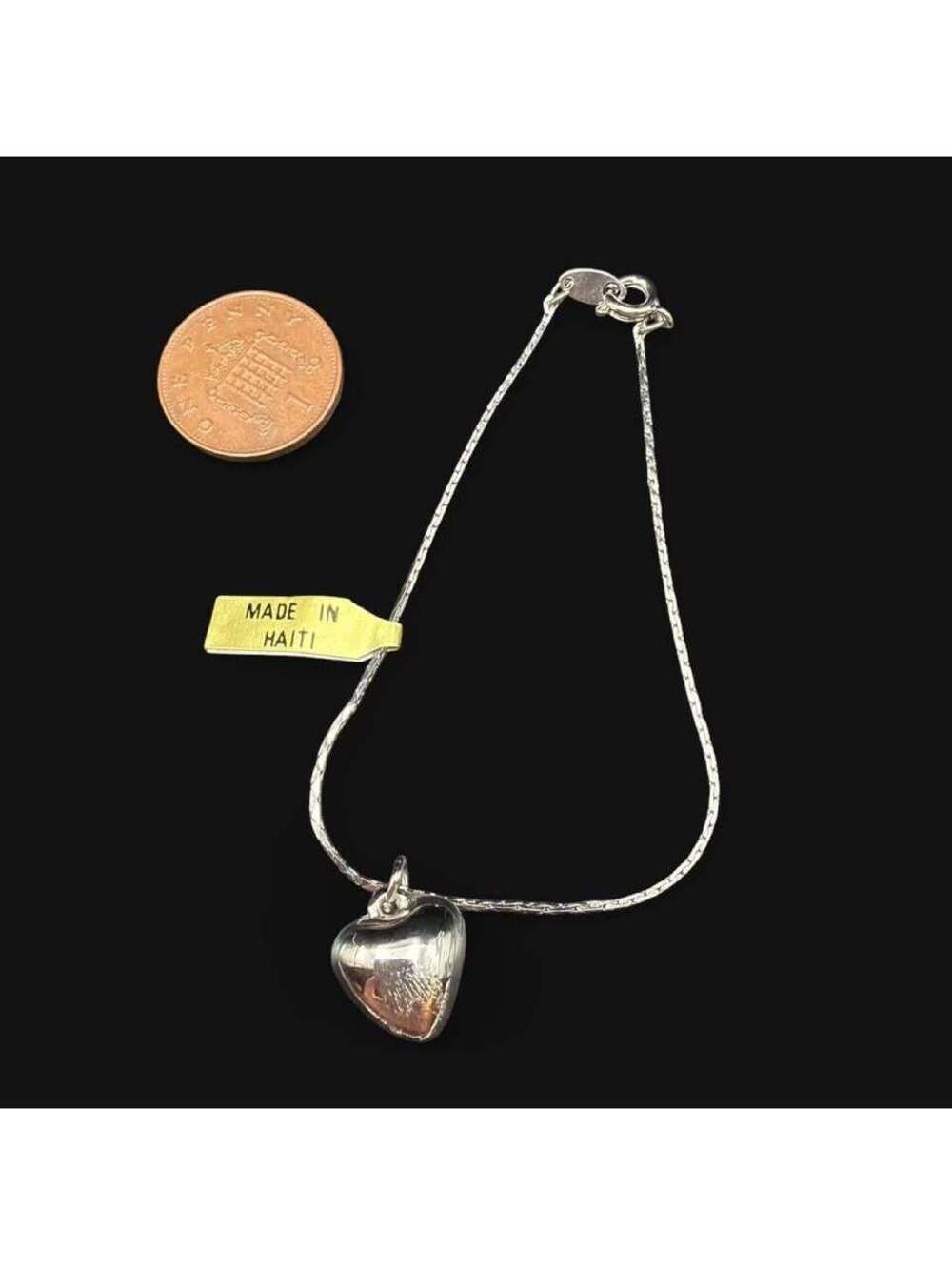 Silver Heart Pendant Chain Bracelet